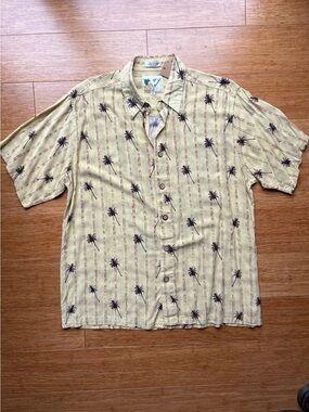 Vintage Ron Chereskin Hawaiian Palm-Print Short Sleeve Shirt Sz M